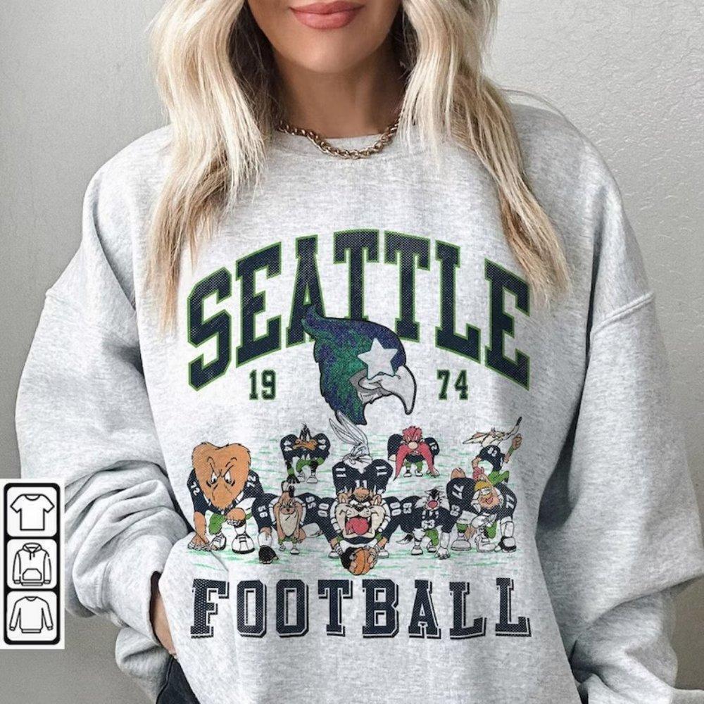 Seattle 1974 Looney Tunes Football Sweatshirt, Geno Smith Game Day Classic
